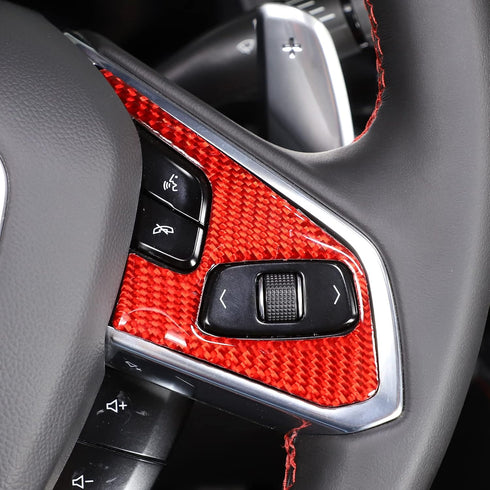 Daeiclru Real Carbon Fiber Steering Wheel Button Cover Sticker Compatible with Chevrolet Corvette C8 2020-2023, Car Steering Wheel Panel Protectio...