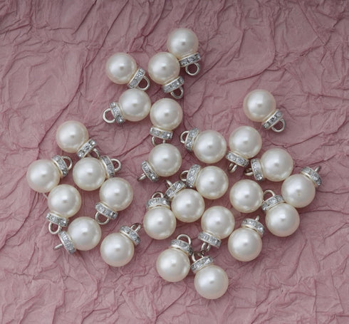 50 Pcs Faux Pearl Beads with Rhinestone Hole Gold Vintage Gold Silver Elegant Kits for Dangle Earrings Necklace Bracelet DIY Jewelry Making Access...