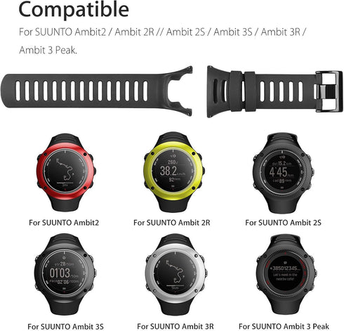 Replacement Suunto Ambit Watch Band Strap – Premium Watchband for Suunto Ambit 3 Peak, 3 Sport, 3 Run, 2R, 2S, 2, and 1 – Screwdriver Included...