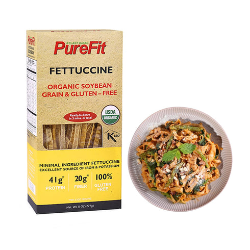 PureFit - Organic Soy Bean Fettuccine Pasta - Low Carb, High Protein, Gluten Free, Vegan, Non-GMO, Keto Friendly, Kosher, Easy to Make, Plant-Base...