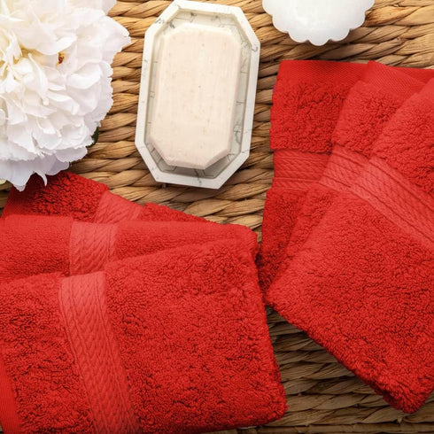 Superior Egyptian Cotton Pile Face Towel/Washcloth Set of 6, Ultra Soft Luxury Towels, Thick Plush Essentials, Absorbent Heavyweight, Guest Bath, ...