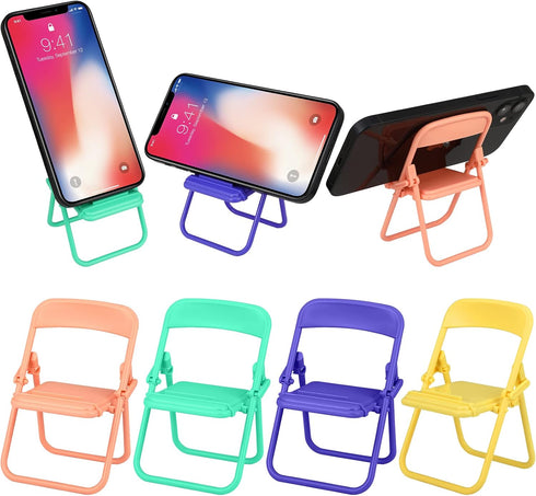 4 Pcs Mini Chair Phone Holder Chair Cell Shape Cellphone Stand Cute Phone Holder Foldable Folding Adjustable Phone Stand for Desk Funny Mobile Pho...