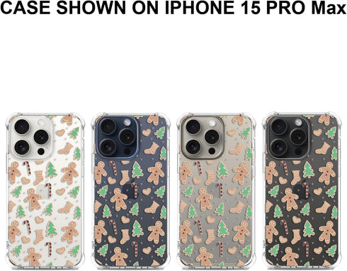 Christmas Clear Phone Case for iPhone 15 Pro Max, Gingerbread Man Pattern Case Cover Soft TPU Protective Slim Shockproof Cover Boys Girls Phone Ca...