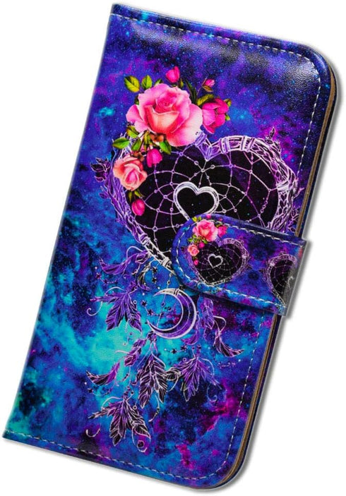 Case for Samsung Galaxy A20/Galaxy A30, Dream Catcher Flower Space Folio Leather Case Cover with Credit Card Slot ID Card Holder Kickstand for Gal...