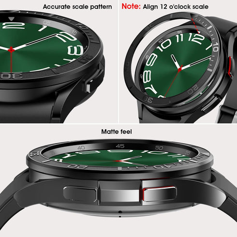 AMANECER Bezel Ring Designed for Galaxy Watch 6 Classic 43mm 47mm, Stainless Steel Stylish Frame Loop Adhesive Cover Protector Anti Scratch for Sa...