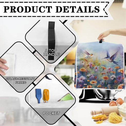 Hummingbird Stand Mixer Cover Washable, Daisy Kitchen Appliance Cover for 6-8 Quart Mixers Dust Protection Food Processor Cover Kitchen Mixer Part...
