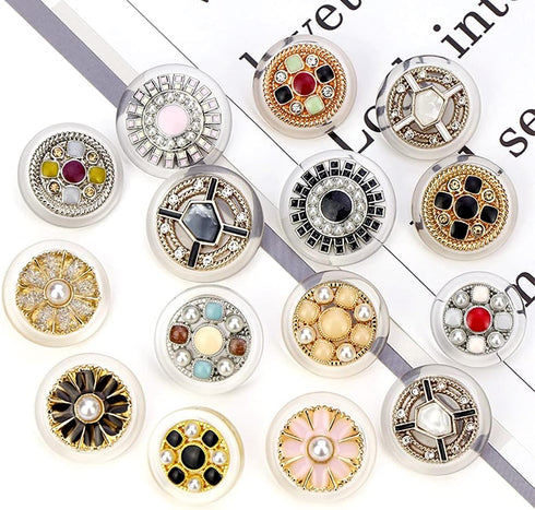 Clear Acrylic Cream Resin Flower Golden Metal Base Shank Buttons 20 Pcs - 18mm, 23/32"...