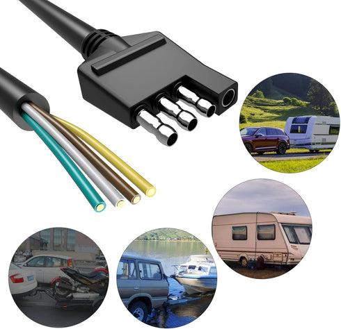 Goupchn 4-Way Trailer Wiring Harness 18AWG 6.56ft 4-Pin Trailer Connector to 4 Flat Trailer Wire Extension Cable...