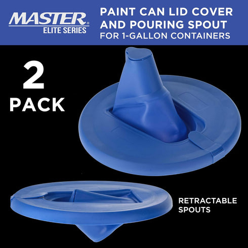 Master Elite Paint Can Lid Cover and Pouring Spout for 1-Gallon Containers, 2 Pack - Secure Seal with Built-in Spout to Pour Paint Easy, Prevents ...