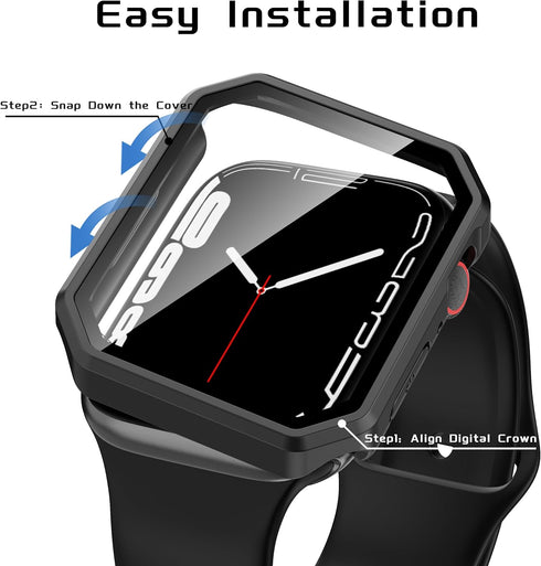 Rugged Case Compatible with Apple Watch Series SE 6 5 4 40mm with Tempered Glass Screen Protector, Rhombus-shaped Hard PC Bumper Protective Cover ...