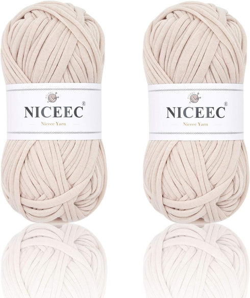 NICEEC 2 Skeins Soft T-Shirt Yarn for Crochet & Knitting -Easy Crocehted Solid Color Fabric Cloth Yarn for Handmade DIY Crafts - Bag, Basket, Cush...