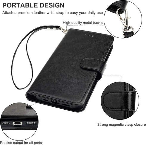 Bocasal Compatible with iPhone 12 Pro Max Wallet Case with Card Holder PU Leather Kickstand Shockproof Protective Wrist Strap Flip Cover 6.7 inch ...