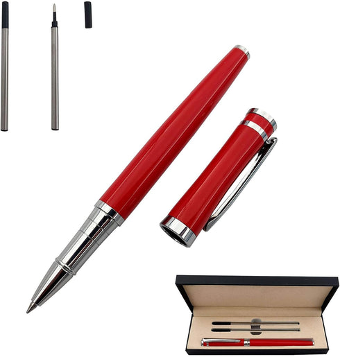 Metal Ballpoint Pen Business Signature Pen Gel Pen with Two Black Refills Nice Gift for Friends and Family (Red)......