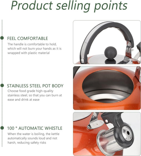 Honk Kettle Whistle Kettle Household Teakettle Stainless Steel Teakettle Household Water Pot Portable Teakettle Whistling Tea Kettle Sounding Kett...