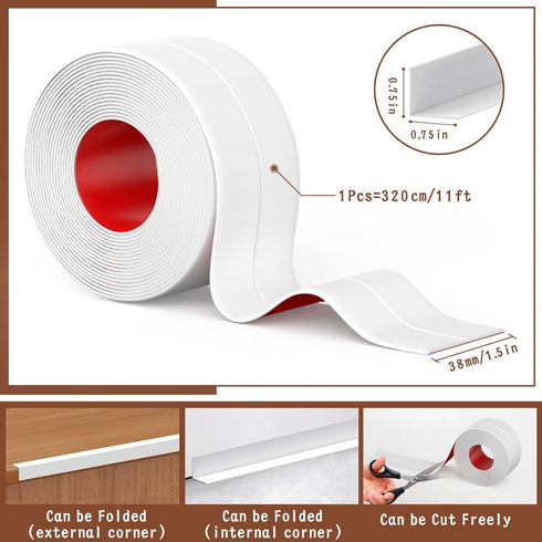 Caulk Tape, 2 Rolls Caulking Tape Sealant Strip, White Caulk Tape Waterproof Self Adhesive, Bathroom Shower Bathtub Toilet Caulk Strip with Sealin...