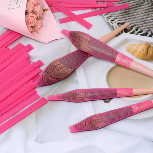 Honbay 100PCS Makeup Brush Protector Reusable Expandable Mesh Cover for Make up Brush, Paint Brush, Handbag Tassels, Bud of Rose, etc (Pink)...