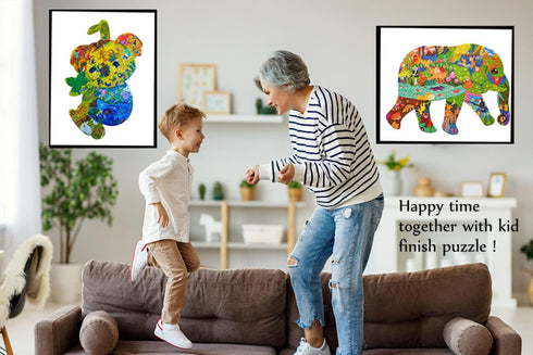 Puzzles for Kids Ages 8-10, 96 Pieces Koala and 200 Pieces Elephant Jigsaw Puzzles Unique Irregular Pieces Gift for 4 6 8 10 Years Old Boys and Gi...