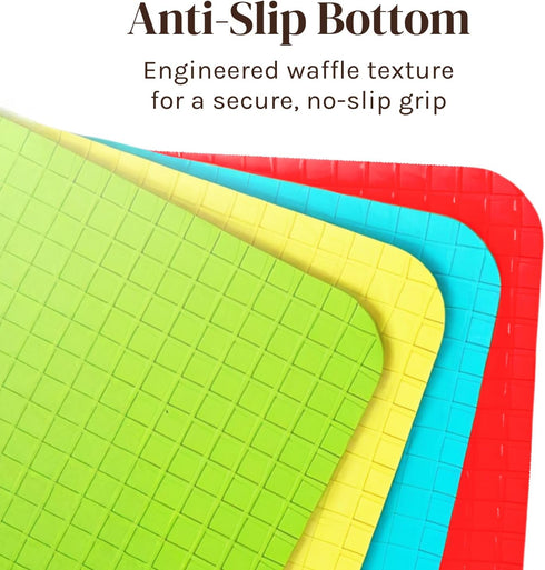 4 Piece Flexible Plastic Cutting Boards For Kitchen, BPA Free Plastic Cutting Mats For Kitchen - Extra Thick Chopping Mats - Each Board Mat Color ...