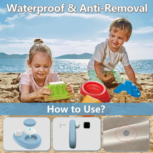 2 Pack Waterproof AirTag Holder for Kids Hidden, Anti-Removal GPS Tracker Case Compatible with Apple Airtag, Anti-Lost Silicone Protective Case wi...