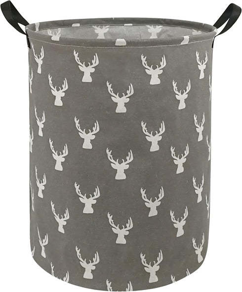 KUNRO Large Sized Storage Basket Waterproof Coating Organizer Bin Laundry Hamper for Nursery Clothes Toys (Grey deer)...