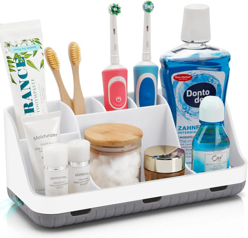 Toothbrush Holders for Bathrooms Countertop Organizer - Kids Electric Toothbrush and Toothpaste holder Detachable 7 Slots Tooth Brush Organization...