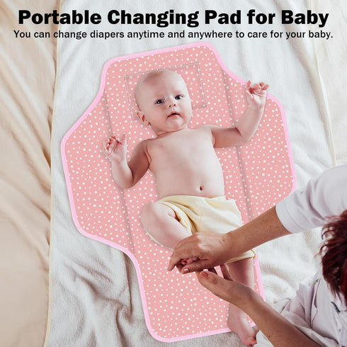 Baby Portable Diaper Changing Pad, Foldable Travel Diapering Changing Mat with Built-in Pillow, Waterproof Compact Changing Pad for Newborn Baby C...