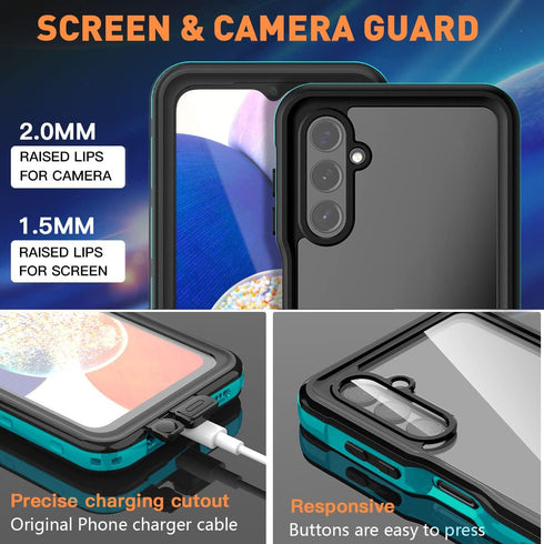 AICase for Samsung Galaxy A14 5G case Waterproof, Clear Water Proof Shockproof Dustproof Snowproof Full Body Rugged Transparent Underwater Phone C...