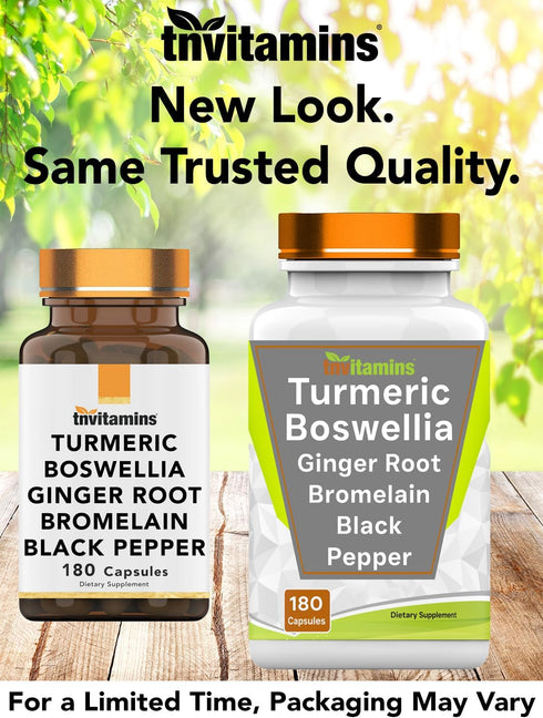 Turmeric & Boswellia Complex (180 Capsules) with Ginger Root, Bromelain, & Black Pepper Extract | Joint-Ease Formula: Powerful Joint Support Suppl...