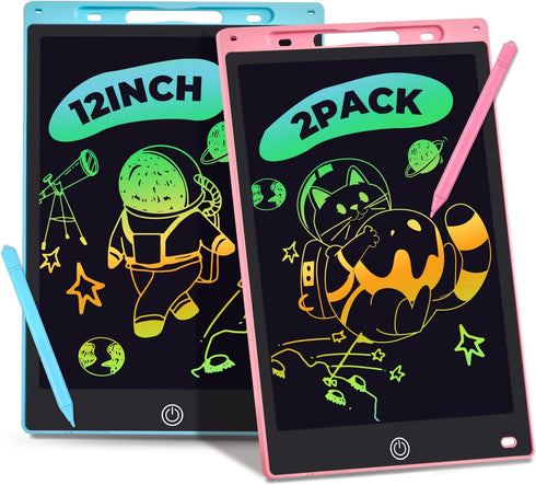 LCD Writing Tablet, 2 Packs Drawing Pads for Kids 3 4 5 6 Years Old 12 Inch Colorful Lines Doodle Scribble Boards Educational Toys for Boys Girls ...