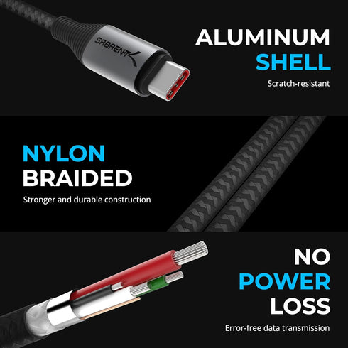 SABRENT USB C to USB C Charging Cable with Smart Display, 2M/6.6FT Long, E-Marker Chip, 100W Charging and 480Mbps Data Transfer Speeds, for Laptop...