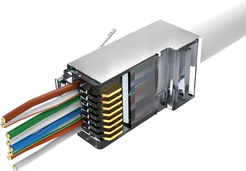 Shielded rj45 cat6 cat 6a connectors Gold Plated Cat6 Pass Through Connectors 23awg Cat6 Shielded Cat6/Cat6a Modular Plugs Ethernet Ends (60 PCS)...