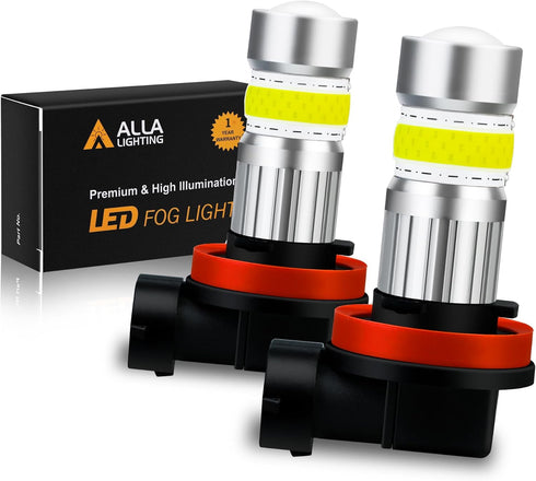 Alla Lighting 2800lm H8 H11 LED Fog Lights Bulbs, 6500K Xenon White H16 Replacement Xtreme Super Bright COB-72 SMD Cars Trucks...