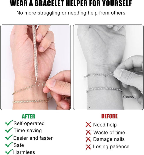 2pcs Bracelet Helper Tools, Bracelet Assistance Tool Bracelet Fastener Helper Tool Hook Quick Wear and Disassembly Jewelry Helper for Necklace Bra...
