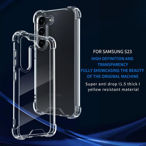 KIOMY Clear Case for Samsung Galaxy S23 5G, Shockproof Bumper Protective Cover Hard PC Back + Flexible TPU Raised Bezel Hybrid Design Slim Fit wit...