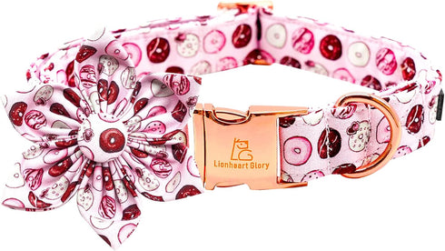 Lionheart glory Dog Collar, pink Dog Flower Collar for Female Dogs Collar with Flower Adjustable Flower Collar Cute Patterns for Small Dogs Pet Gi...
