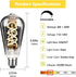 ST64 Vintage LED Edison Bulbs 60 Watt Equivalent, Dimmable 3000K Warm White Smoky Grey Glass E26 Base 6W LED Filament Flexible Spiral Light Bulbs,...
