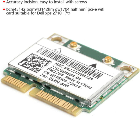 Mini Wireless Network Card, bcm43142 bcm943142hm dw1704 Mini pci e WiFi Bluetooth 4.0 Network Card Replacement for Dell xps 2710 17tr...