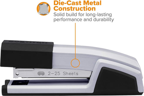 Bostitch Office Epic All Metal 3 in 1 Stapler, 25 Sheet Capacity, with Integrated Remover & Staple Storage, Silver (B777R-SLV)...