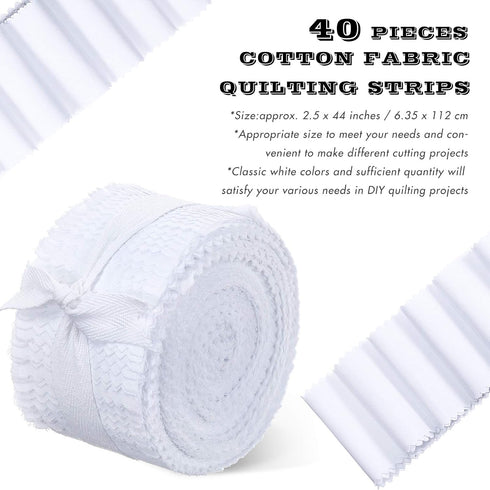 BOAO 40 Pieces Fabric Strips Rolls Collection Jelly Fabric Strips for Quilting Roll up Fabric Craft Patchwork Strips DIY Sewing Fabric Rolls for H...