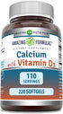 Amazing Formulas Calcium with Vitamin D3 220 Softgels Supplement | Non-GMO | Gluten Free...