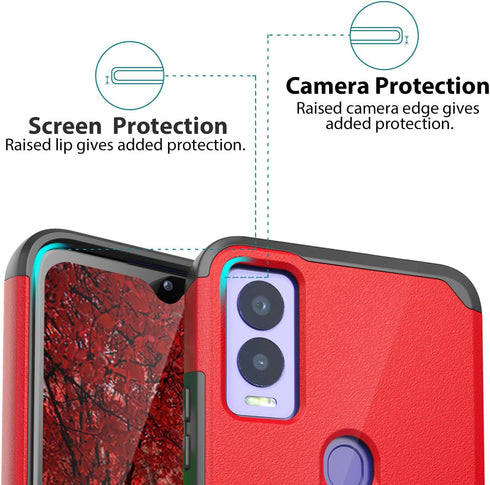 TJS Compatible for Cricket Magic 5G Case, AT&T Propel 5G Case, with Tempered Glass Screen Protector Dual Layer Hybrid Magnetic Support Shockproof ...