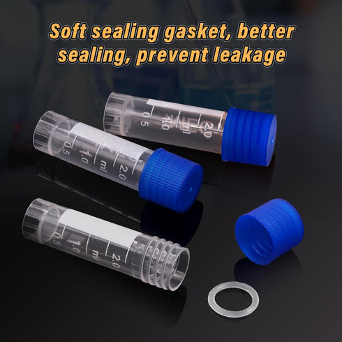 100 Pcs 2ml Small Vials with Screw Caps Centrifuge Tubes Plastic Sample Tubes Cryogenic Vials Graduated Bottles Test Tubes with Lids (Blue)...