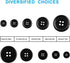 100 Pcs Premium Mixed Resin Sewing Buttons, ONLYWEE Eco-Friendly 4-Hole Craft Buttons, 5 Sizes of Black Buttons Suitable for Sewing, DIY and Holid...