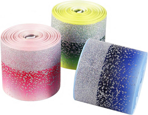 David accessories Glitter Fabric Grosgrain Ribbon 3"x 5 yards/Roll Handmade Hair bows, Gift Giving Wrapping Party Decoration Sewing Projects Weddi...