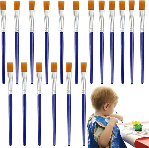 20 PCS Small Kids Paint Brushes 4.1 Inch Flat Tip Paint Brushes with Round Acrylic Paint Brushes Set Craft Brushes for Detail Painting Kids Classr...