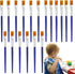 20 PCS Small Kids Paint Brushes 4.1 Inch Flat Tip Paint Brushes with Round Acrylic Paint Brushes Set Craft Brushes for Detail Painting Kids Classr...