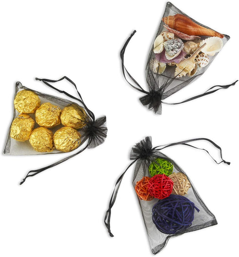 Hopttreely 100PCS 4x6 (10x15cm) Sheer Drawstring Gift Bags, Black Organza Wedding Party Favor Pouches Jewelry Christmas Festival Gift Bags...