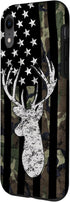 Deer Hunting Camouflage American Flag Whitetail Buck USA Case for iPhone XR...