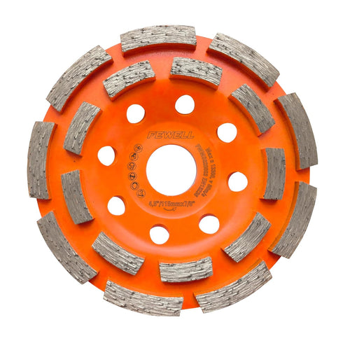 FEWELL 4 1/2” Concrete Grinding Wheel, Double Row Diamond Cup Wheel with 7/8” Arbor for Polishing and Grinding Concrete Surface Brick Stone Marble...