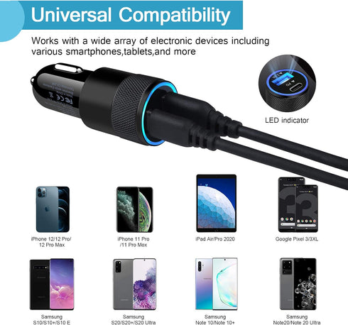 Car Charger Adapter Fast Charging for Cable iPhone 14 13 12 11 Samsung Auto Adapter for Samsung Galaxy S10 S20 A12 A50 A54 A53 A13 A14 A32 S23 S22...